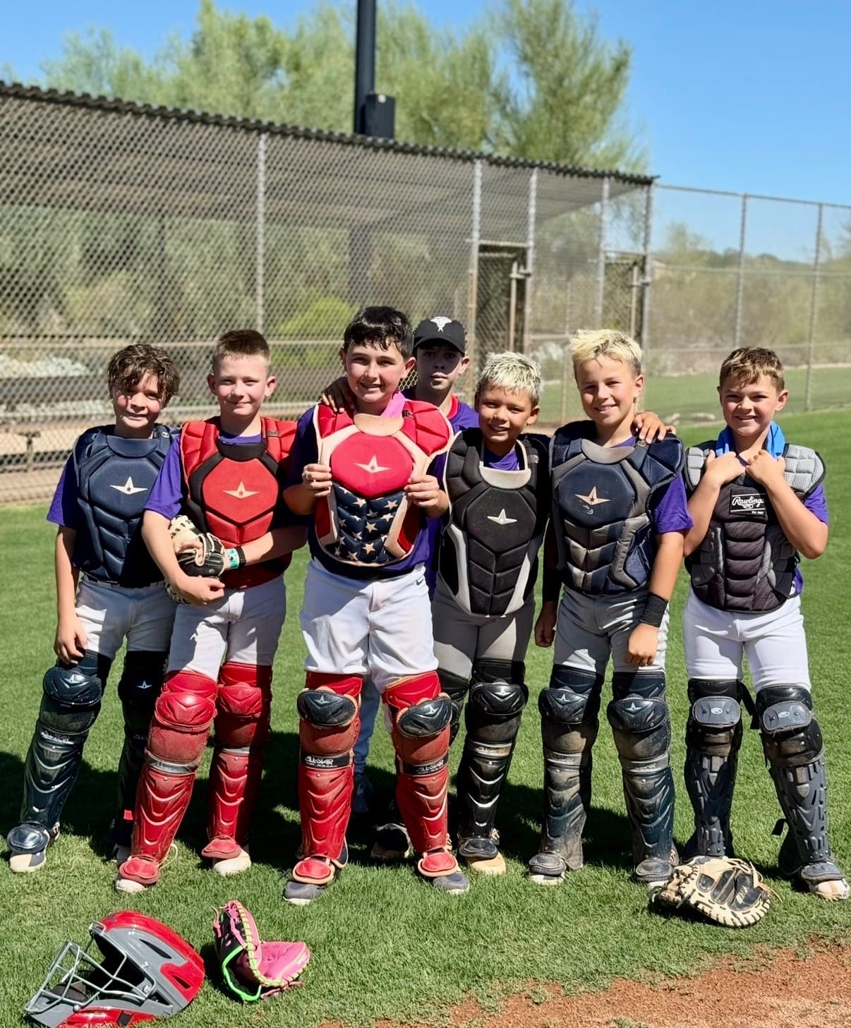 Young catchers together after training